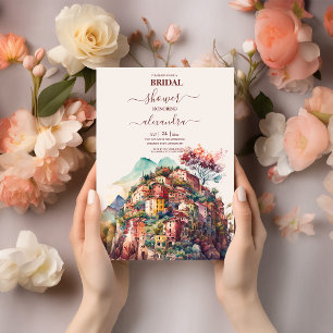 Whimsical Watercolor Italian Destination Bridal Einladung