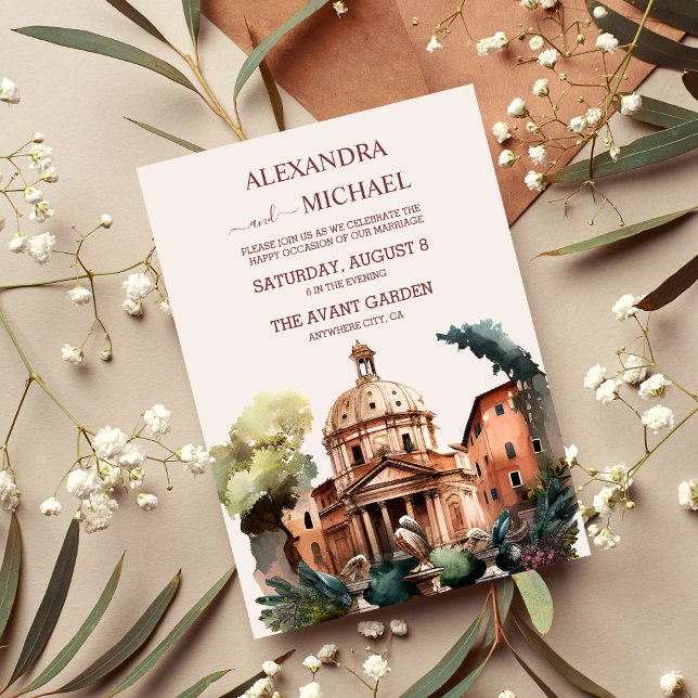Whimsical Watercolor Italienische Wunschhochzeit Einladung (Von Creator hochgeladen)