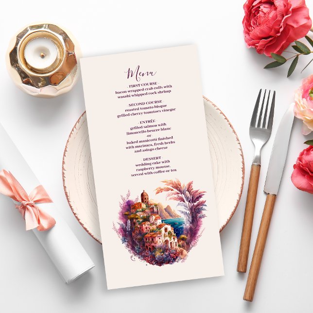 Whimsical Watercolor Italienischer Wunsch Hochzeit Menükarte (Von Creator hochgeladen)