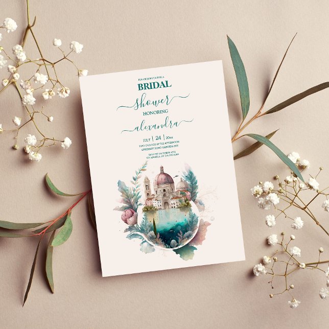 Whimsical Watercolor Italienisches Reiseziel Brida Einladung (Von Creator hochgeladen)