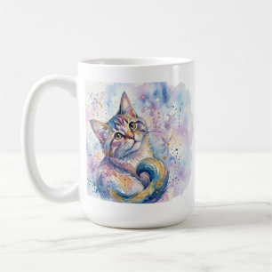 Whimsical Watercolor Katzen Kunst Kaffeetasse - Tr