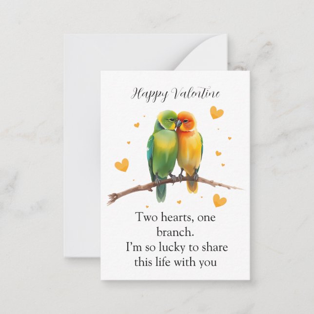 Whimsical Watercolor Lovebirds   Mitteilungskarte (Vorderseite)
