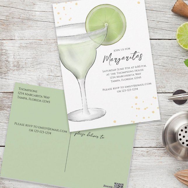 Whimsical Watercolor Margarita Limone Kalligraphie Postkarte (Von Creator hochgeladen)