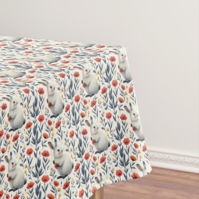 Whimsical Watercolor Meadow Easter Bunny  Tischdecke (Beispiel)