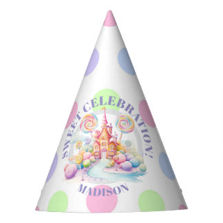 Whimsical Watercolor Pastell Candyland Geburtstag Partyhütchen