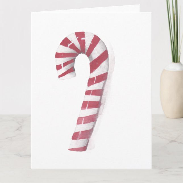 Whimsical Watercolor Peppermint Candy Cane Dankeskarte (Vorderseite)