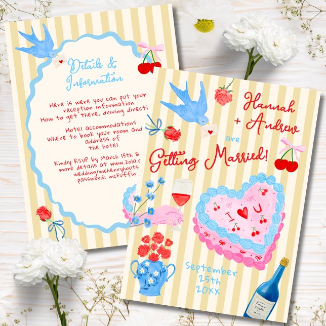 Whimsical watercolor quirky Wedding Invitation Einladung (Von Creator hochgeladen)