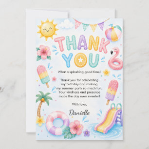 Whimsical Watercolor Splish Splash Geburtstag  Dankeskarte
