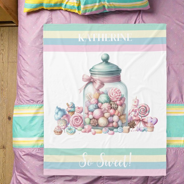 Whimsical Watercolor Sweet Candy Fleecedecke (Von Creator hochgeladen)