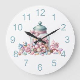 Whimsical Watercolor Sweet Candy Große Wanduhr