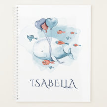 Whimsical Watercolor Whale and Fishes