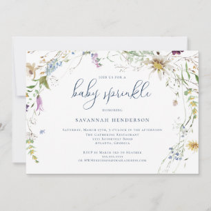 Whimsical Watercolor Wildblume Baby Sprinkle Einladung