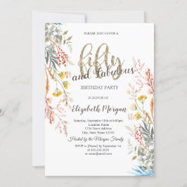 Whimsical Watercolor-Wildblume getrocknet 50. Einladung