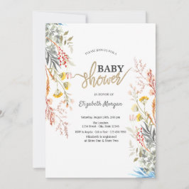 Whimsical Watercolor Wildblume Getrocknete Babydus Einladung