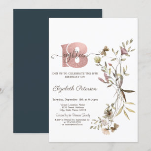 Whimsical Watercolor Wildblumen 18. Geburtstag Einladung