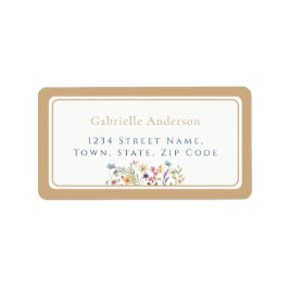 Whimsical Watercolor Wildflowers Gold Wedding  Adressaufkleber