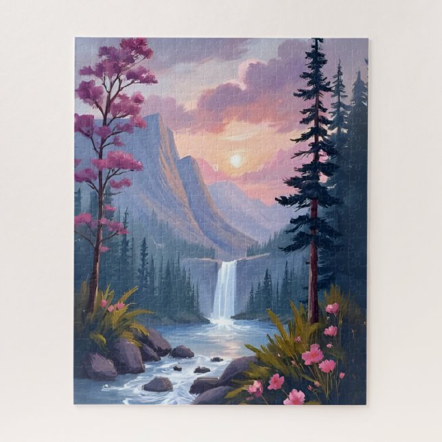Whimsical Waterfall | Magical Floral Landscape (Vertikal)