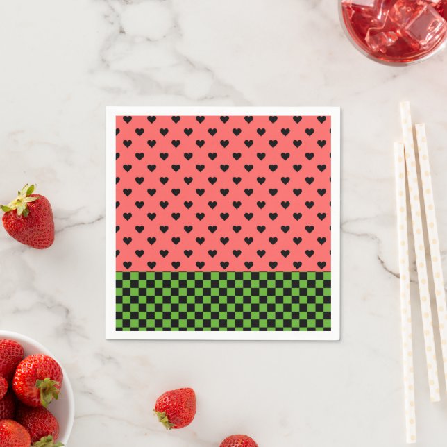 Whimsical Watermelon Colors Gemustert Serviette (Beispiel)