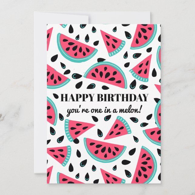 Whimsical Watermelon Eins in einem Melon zum Gebur Karte (Vorderseite)