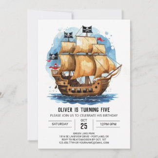 Whimsical Waves Matey Pirate Geburtstag Einladung