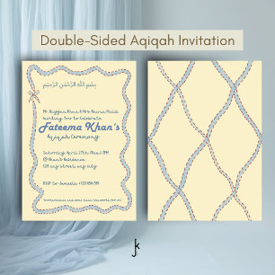 Whimsical Wavy aus hellgelbem weichem Aqiqah-Blau Einladung