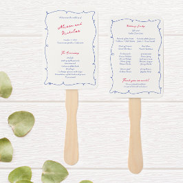 Whimsical Wavy Border & Script Wedding Programm Fächer