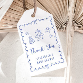 Whimsical Wavy Frame Baby Boy Dusche Vielen Dank Geschenkanhänger