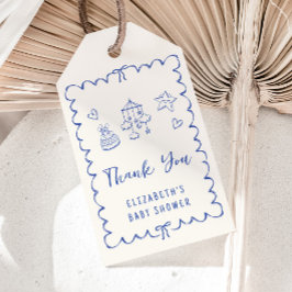 Whimsical Wavy Frame Baby Boy Dusche Vielen Dank Geschenkanhänger