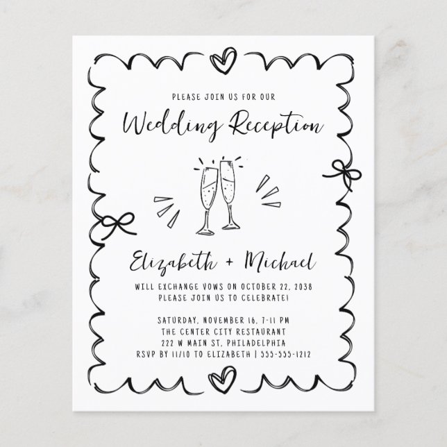 Whimsical Wavy Frame Wedding Reception Invitation (Vorderseite)