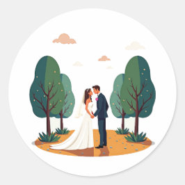 Whimsical Wedding Couple Sticker