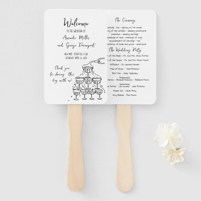 Whimsical Wedding Programmfan Fächer (Vorne und Hinten)