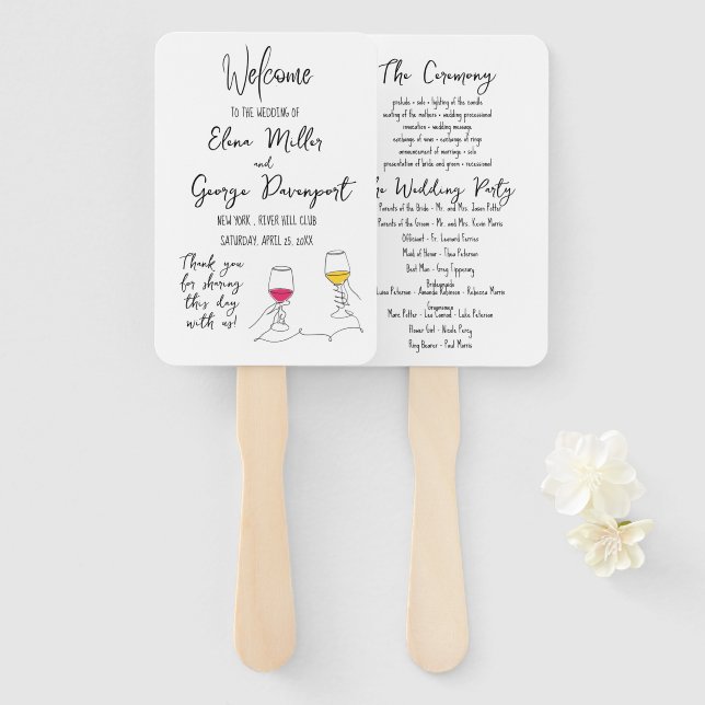 Whimsical Wedding Programmfan Fächer (Vorne und Hinten)