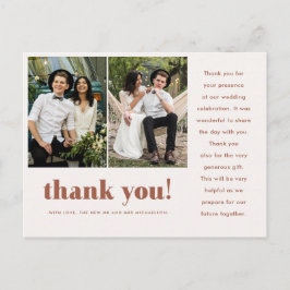 Whimsical Wedding Vielen Dank Terracotta Zwei Foto Postkarte