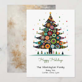 Whimsical Weihnachtsbaum Illustration Happy Feiertagskarte