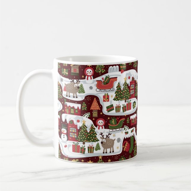 Whimsical Weihnachtsdesign Patterns Kaffeetasse (Links)