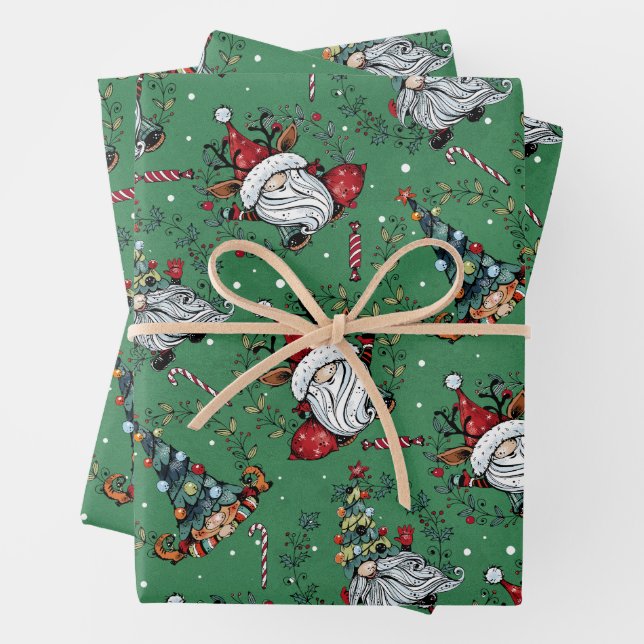 Whimsical Weihnachtsgnomes Geschenkpapier Set (Beispiel)