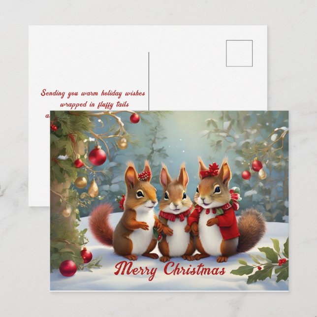 Whimsical Weihnachtshörnchen Delight Postkarte (Vorne/Hinten)