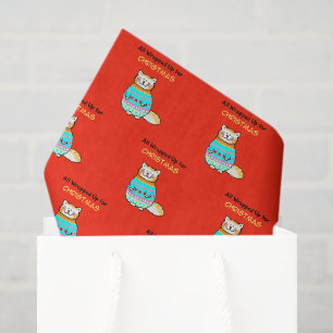 Whimsical Weihnachtskatze Urlaubsfreude Seidenpapier