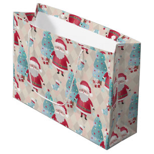 Whimsical Weihnachtsmann und Weihnachtsbaumen Große Geschenktüte