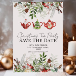 Whimsical Weihnachtstee Party Save the Date Einladung