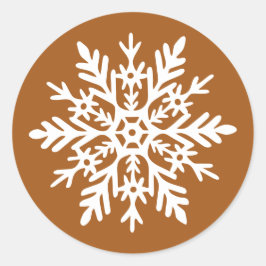 Whimsical Weiße Schneeflocke Verbranntes Orange We Runder Aufkleber
