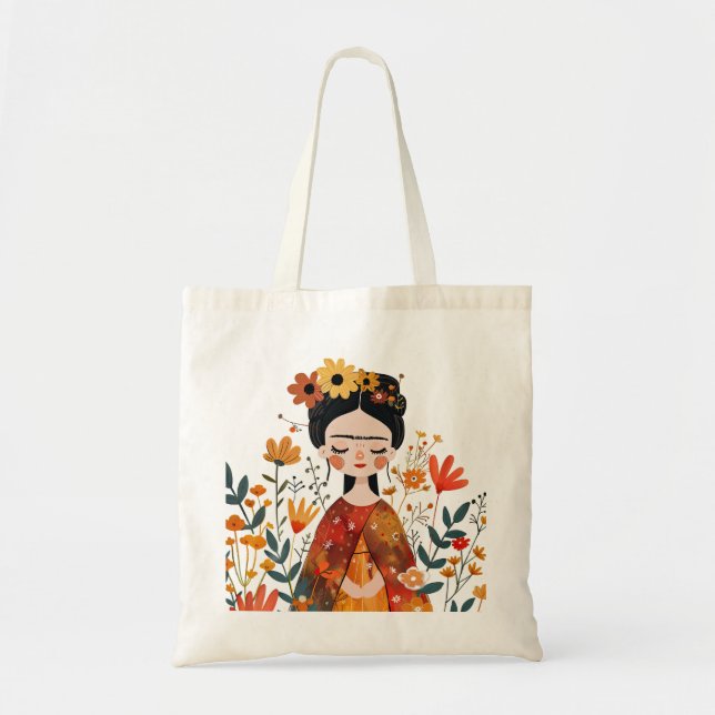Whimsical Whimsical Niedlich Frida Kahlo Illustrat Tragetasche (Vorne)