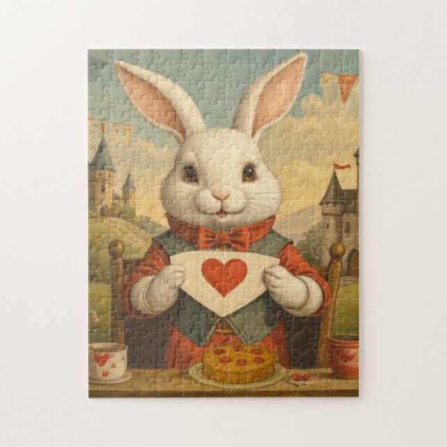 Whimsical White Rabbit Hearts Enchanted Wonderland (Vertikal)