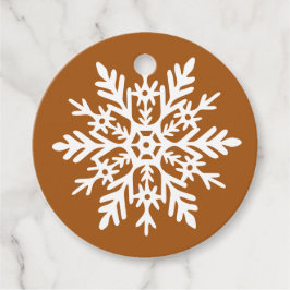 Whimsical White Snowflake Burnt Orange Holiday Geschenkanhänger