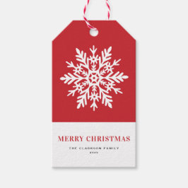 Whimsical White Snowflake Red Christmas Geschenkanhänger