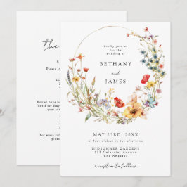 Whimsical Wild Flower All In One Wedding Einladung