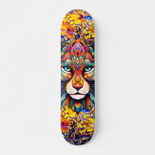 Whimsical Wild Tiger Abstrakt Art Skateboard Deck