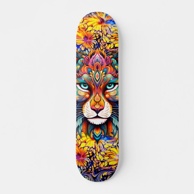 Whimsical Wild Tiger Abstrakt Art Skateboard Deck (Vorne)