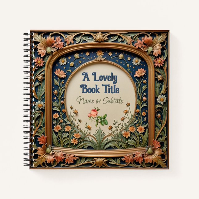 Whimsical Wildblume Abend William Morris Style Notizbuch (Vorderseite)