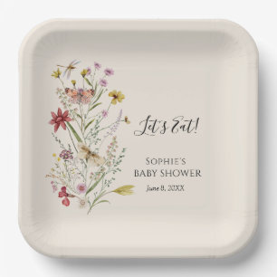 Whimsical Wildblume Baby in Bloom Willkommen Pappteller